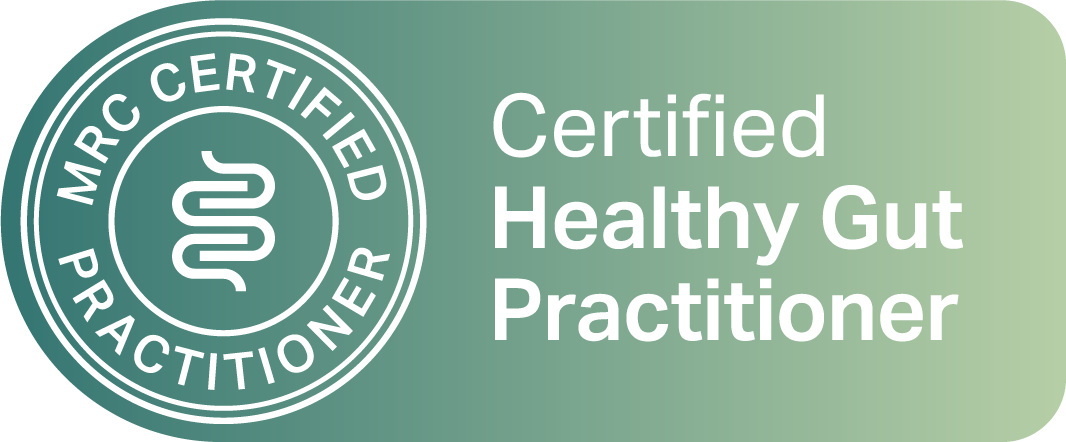 Microbiome Restoration Center Certified Healthy Gut Practitioner badge — Linda Spirou